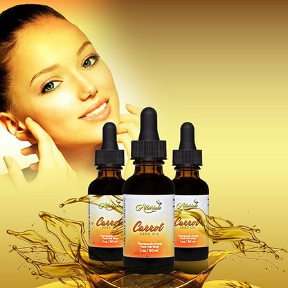 Carrot Seed Oil – 100% Pure & Organic, Unrefined, Cold Pressed, All Natural, aceite de zanahoria - Daucus Carota- Essential Carrot Moisturizer for Skin, Face and Hair Growth (1 Oz)