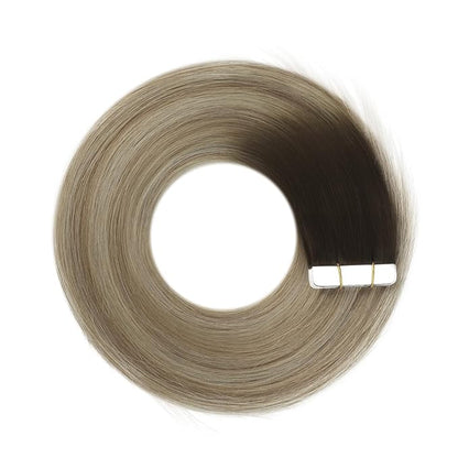 YoungSee Human Hair Tape in Extensions Balayage Brown Tape in Hair Extensions Real Human Hair Brown Ombre Blonde with Medium Brown Tape Human Hair Extensions Silky Straight 20 Inch 20pcs 50g