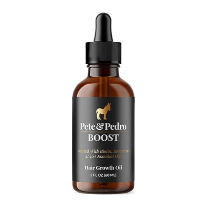 Pete & Pedro BOOST Hair & Beard Growth Serum Strengthening Oil For Men & Women - With Rosemary, Biotin & 20+ Natural Essential Oils | Shark Tank Featured, 2 oz.