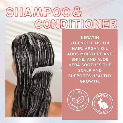 GLOW UP by Nurse Harvey's - Argan Oil Shampoo & Conditioner Set with Keratin & Aloe Vera, 14 fl oz Each – Repairs, Hydrates, Restores Shine – Sulfate Free, Paraben Free, Vegan & Cruelty Free