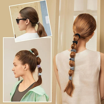EVITA PERONI Hair Ties 12 Pcs Set, High Elastic Ponytail Holders, Hair Ties No Damage, Elastic Ties for Thick Hair Women Men, Gifts for Mother Sister Girlfriend (Carbon Ash)