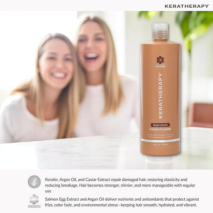 KERATHERAPY Keratin Infused KeratinFIXX Repair Conditioner, 33.8 fl. oz., 1000 ml - Repair Conditioner for Dry, Damaged or Frizzy Hair with Caviar Extract, Argan Oil & Kerabond to Repair Breakage