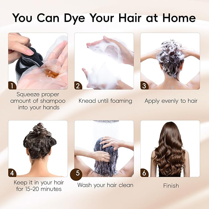 IIIMEIDU Darkbrown Hair Dye Shampoo 3 in 1, Natural Hair Dye Semi Permanent Hair Color, Gray Hair Cover Up, Ginger Essence shampoo for Color Treated Hair for Women and Men (500ml) 1