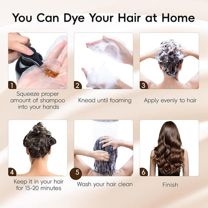 IIIMEIDU Darkbrown Hair Dye Shampoo 3 in 1, Natural Hair Dye Semi Permanent Hair Color, Gray Hair Cover Up, Ginger Essence shampoo for Color Treated Hair for Women and Men (500ml) 1