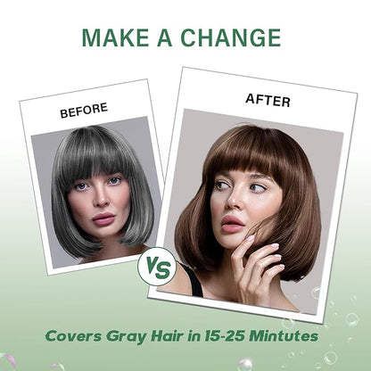 Brown Hair Dye Shampoo, Instant Hair Color Shampoo, Covers Gray in Minutes, Brown Hair Shampoo, Champu Para Canas, Easy to Use 16.90 Fl Oz