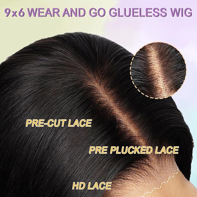 9x6 Glueless Wigs Human Hair Pre Plucked Pre Cut For Beginners 32 Inch Loose Wave Human Hair Wig 220% Density Body Wave Lace Front Wigs No Glue Pre Cut 3 Seconds to Wear Glueless Wig