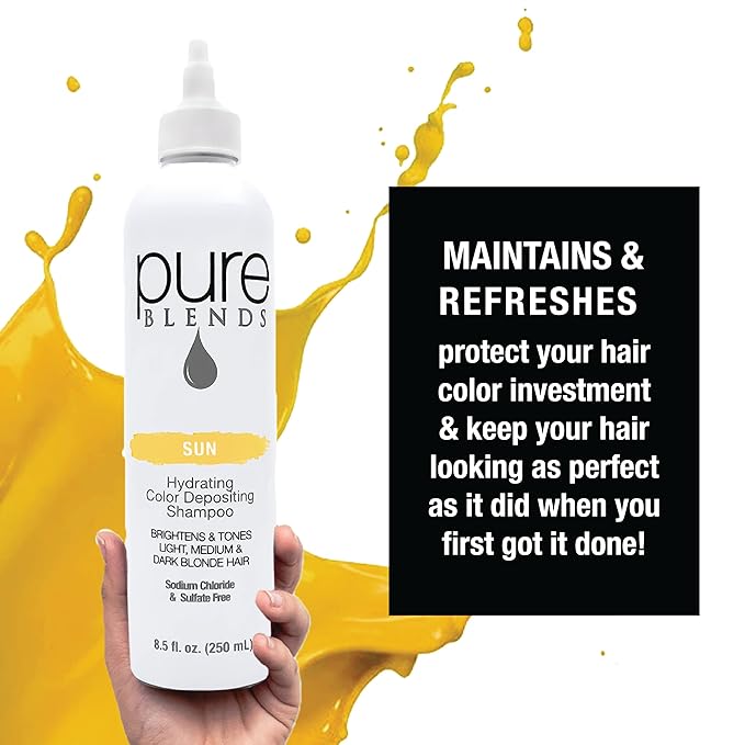 Sun Hydrating Color Depositing Shampoo - Brighten & Tone Faded Hair with Semi-Permanent Dye, Prevents Fade & Extends Color Service for Treated Hair 8.5 Oz.