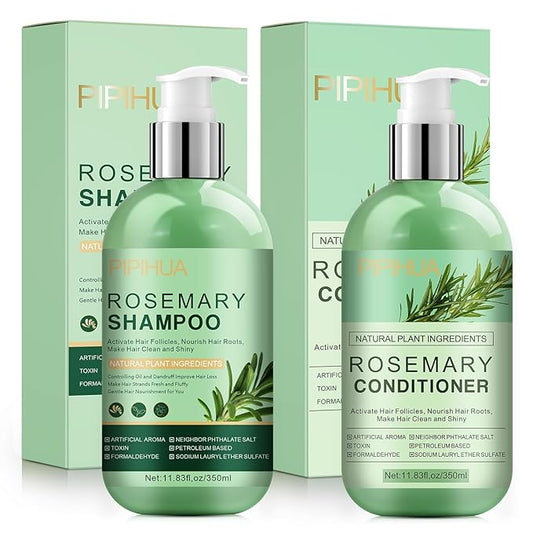 Rosemary Hair Growth Shampoo & Conditioner Set: Infused with Tea Tree Oil Mint Biotin - Cleanses and Helps Strengthen Weak and Brittle Hair - Promotes Hair Growth & Scalp Health for Men Women