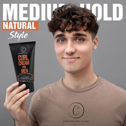 Controlled Chaos Curl Cream for Men - Hair Styling Cream For Wavy and Curly Hair With Shea Butter, Jojoba Oil, Coconut Oil, add Smoothness, Anti-frizz, Sulfate-Free Curl Cream (5oz)