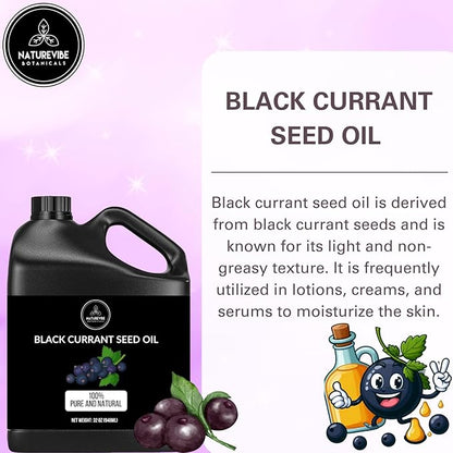Naturevibe Botanicals Black Currant Oil 32 Ounces | 100% Pure and Natural | Great for Skin Care and Hair Care