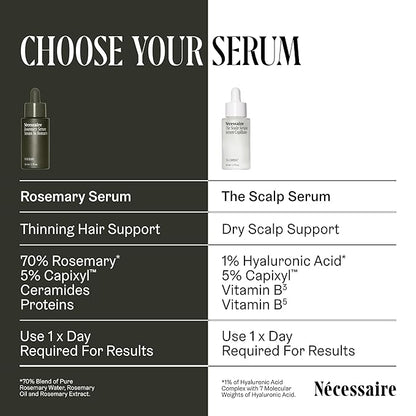 Nécessaire Rosemary Serum | For Denser, Fuller, Healthier Looking Hair Women & Men | 70% Rosemary Water, Oil, Extract + 5% Capixyl™| Good For Hair Thinning | Quick-Dry, No Residue | Vegan | 1 fl oz