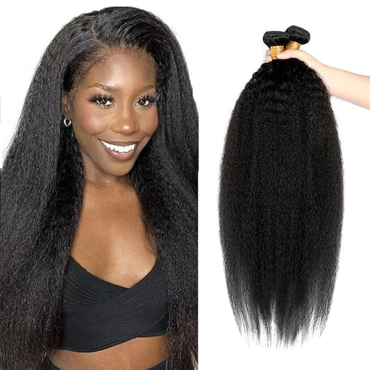 Kinky Straight Bundles Human Hair Color 1B Yaki Straight Bundles Grade 8A Peruvian Virgin Hair 3 Bundles 22 22 22 Inch Yaki Straight Human Hair Bundles Natural Color Yaki Bundles