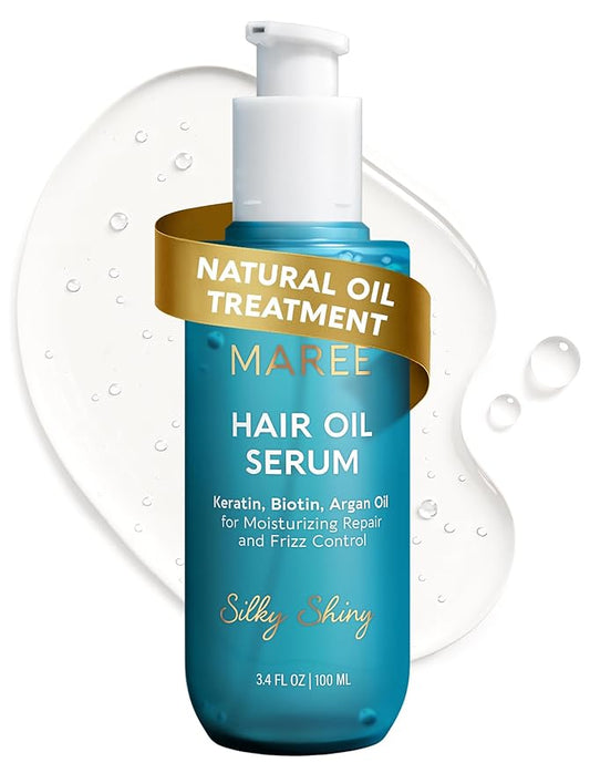 MAREE Hair Oil for Frizzy Hair with Keratin, Biotin & Vitamins - Hair Serum for Frizzy and Damaged Hair - Frizz Control Hair Care Products for Women - Aceites Para el Cabello - Keratin Hair Treatment