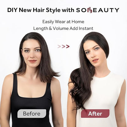 Clip in Hair Extensions Real Human Hair, Remy Human Hair Clip in Extensions for Long Hair, Dark Brown Straight Hair Extensions Add Volum add Length #2 24Inch 120G 7PCS