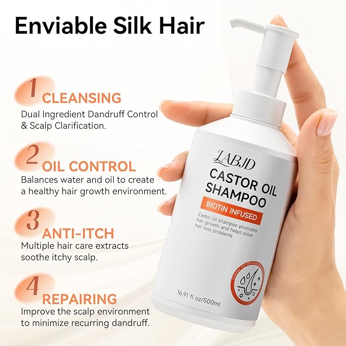 Castor Oil Shampoo and Conditioner Set for Hair Growth Strengthen and Cleanse Shampoo for Thin Hair Restore Damaged Hair Sulfate Free for Men & Women,16.9 FL Oz