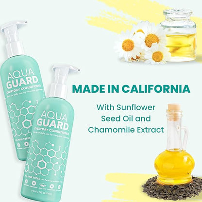 AQUA GUARD Everyday Conditioner for Pool Moms and Swimmers | Softens Hair & Removes Chlorine Damage | Paraben and Gluten Free, Vegan, Color Safe, Leaping Bunny Certified, 9.5 oz (2-Pack)