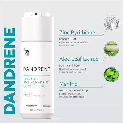 DS Labs Dandrene Dandruff Conditioner - for Itchy, Flaky Scalp, Moisturizing Conditioner with Aloe Vera, Supports Scalp Health & Oil Control, For Seborrheic Dermatitis & Psoriasis, 205mL