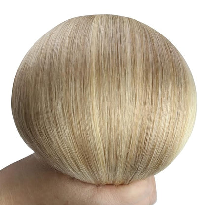 YoungSee Clip in Hair Extensions Human Hair Highlight Lace Clip in Extensions Real Human Hair Dark Ash Blonde Highlights Golden Blonde Remy Human Hair Extensions Clip ins Blonde 16Inch 7Pcs 120G