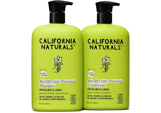 California Naturals Re:GRO Shampoo and Conditioner Set, Anti-Thinning & Hair Growth Support, All Hair Types, Vegan, Natural, Cruelty Free, Silicone, Paraben & Sulfate Free for Women & Men, 16.5 oz