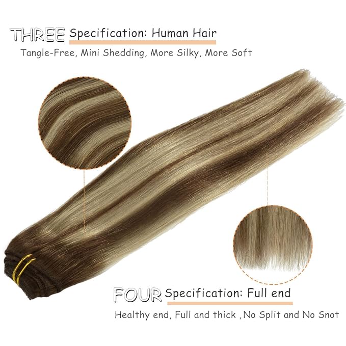 Caliee 20Inch Clip in Human Hair Extensions Silky Straight 140G 7PCS Hair Clip in Extensions R4A-4A/26 Chocolate Brown To Honey Blonde Remy Human Hair Extensions Clip ins for Women