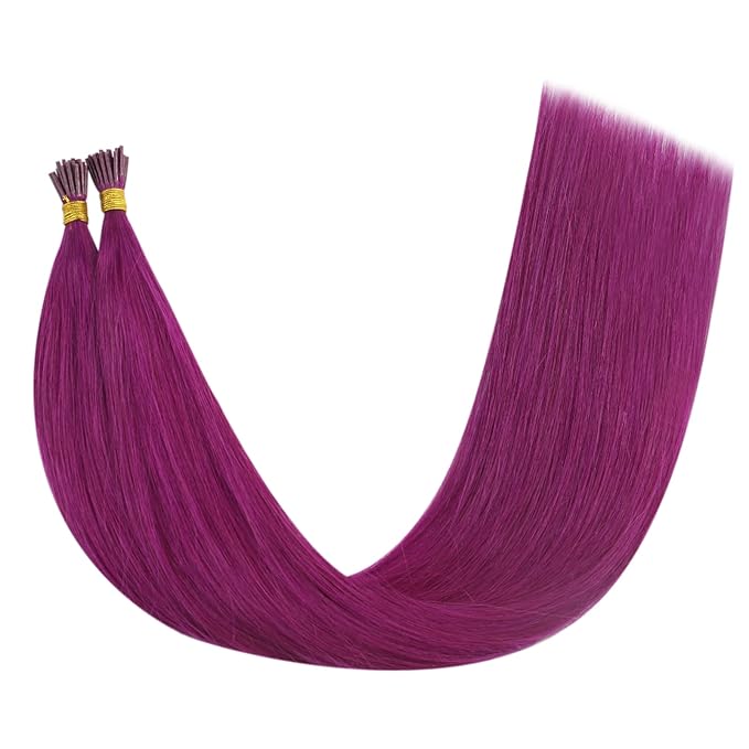 YoungSee I Tip Hair Extensions Human Hair Purple Tip Hair Extensions Real Human Hair Colored Hair Extensions Itips Human Hair Extensions Purple I Tips Hair Extensions Purple Cold Fusion 14In 40s 25g