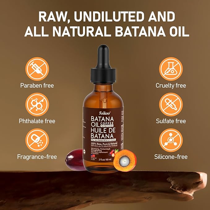 Batana Oil for Hair Growth Dr Sebi Organic, 100% Raw Pure & Natural Botana Oil from Honduras, Deeply Nourishing Scalp for Hair Thicker and Stronger