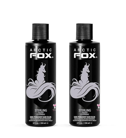 Arctic Fox Semi-Permanent Hair Dye, Vegan & Cruelty-Free, Pastel Silver Toner for Platinum Blonde, Conditioning Formula, Ammonia & Peroxide Free, STERLING, 8 Fl Oz (Pack of 2)