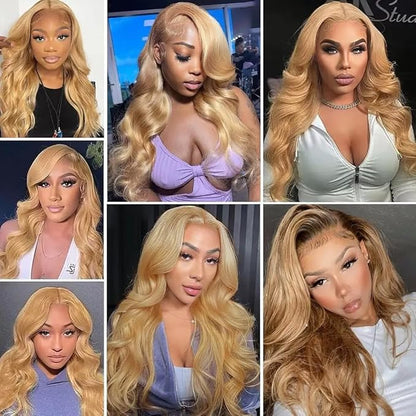 #27 Blonde Bundles Body Wave Human Hair Bundles 20 22 24 Inch Unprocessed Brazilian Virgin Hair Weave 3 Bundles Honey Blonde Human Hair Extensions For Woman 50 Grams Per Bundle