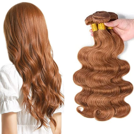 #30 Body Wave Bundles Light Brown Human Hair Bundles Grade 8A Brazilian Remy Hair Weaves Extensions For Women 8 10 12 Inch