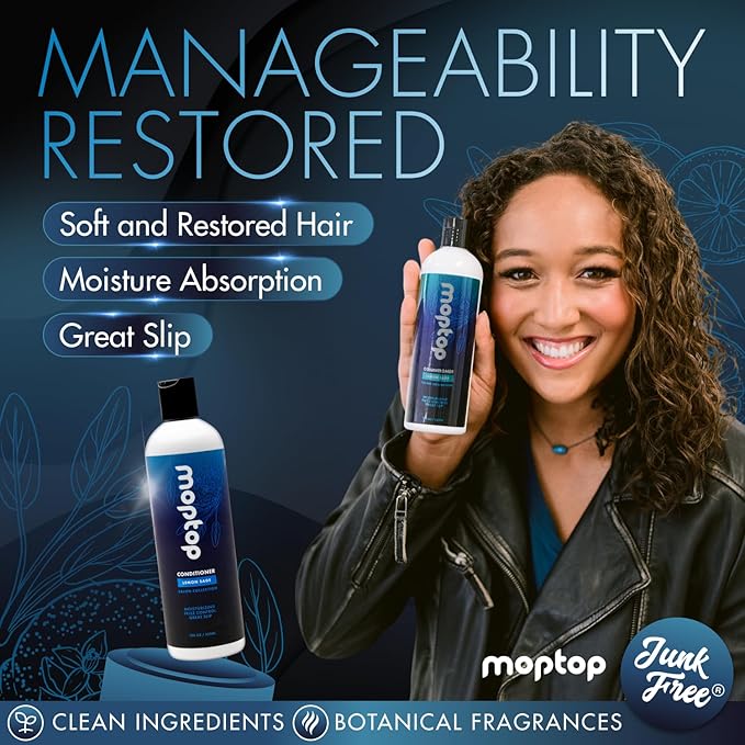 MopTop Salon Daily Conditioner – Color Safe Salon Quality Hair Moisturizer to Restore Dry, Damaged Hair & Reduce Frizz, Sulfate & Paraben Free Hair Care for All Hair Types (Lemon Sage, 32oz)