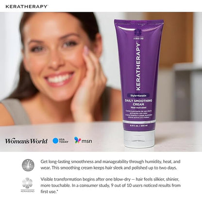 KERATHERAPY Daily Smoothing Cream, 6.8 fl. oz., 200 ml - Keratin Infused Smoothing Cream for Blowouts with Collagen, Jojoba Oil, Wheat & Argan Oil