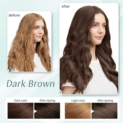 Dark Brown Hair Dye Shampoo 3 In 1, Instant Tea Tree Hair Color Shampoo Hair Dye for Women Men, Champu Para Canas for Gray Reducing All Hair Types, Easy Use Last 3-4 Weeks Root Touch Up, 500 ml