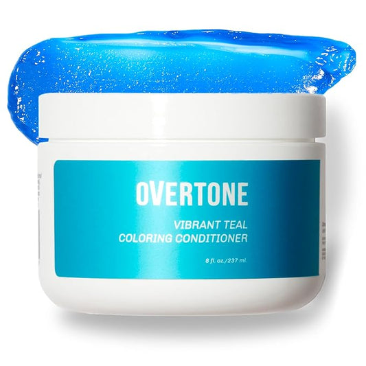Overtone Color Depositing Semi-Permanent Hair Dye Conditioner - 8 oz For Natural & Color-Treated Hair, Moisturizing Shea Butter & Coconut Oil - Vegan & Cruelty-Free, Vibrant Teal