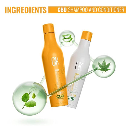GK HAIR Hemp Shampoo and Conditioner Sets Hydrating Strengthening Color Treated Damaged Repair Provides Nourishing & Shine Natural Organic Vegan Sulfate Paraben Free (Duo)