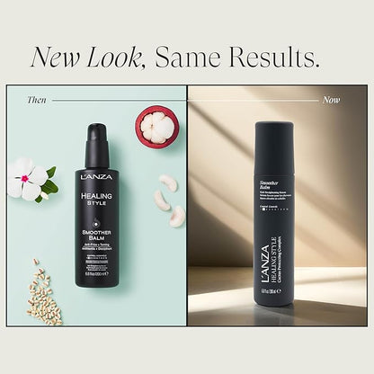 L'ANZA Healing Style Smoother Balm, New & Improved Keratin Hair Treatment & Hair Straightener Serum, Heat Protection & Anti Frizz Formula, for Curly, Frizzy & Wavy Locks