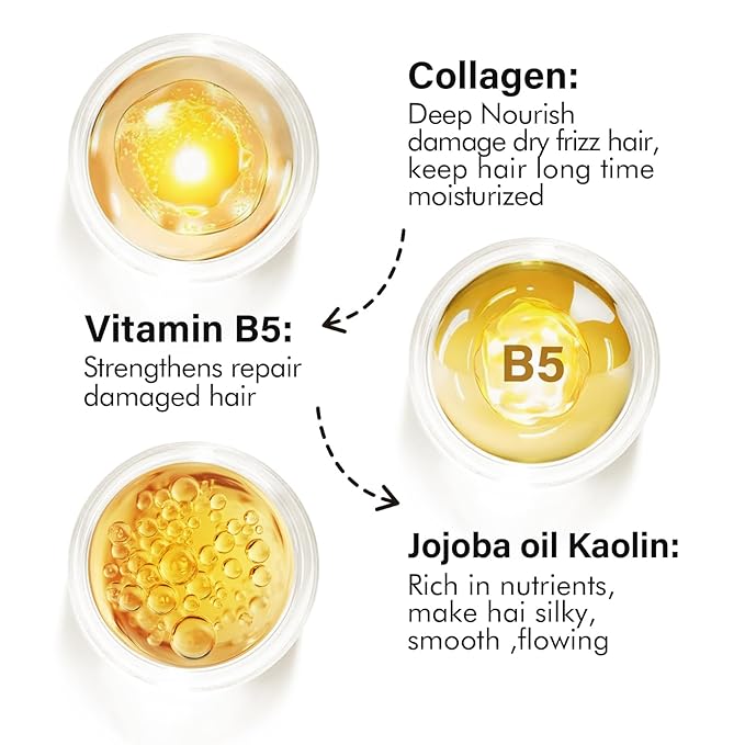 Lightweight Keratin Protein Leave In Conditioner for Dry Damaged Hair,Collagen Deep Repairing Anti-Frizz Leave in Hair Conditioner Tube, Heat ProInfused with vitamin B5,Moisturizing Jojoba oil