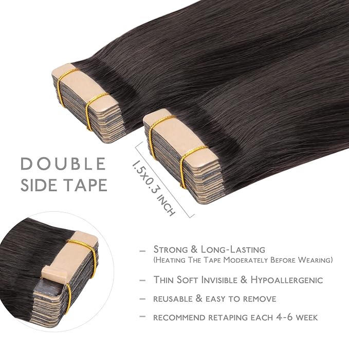WENNALIFE Tape in Hair Extensions, 22 Inch 50g Dark Brown to Chestnut Brown and Dirty Blonde Remy Human Hair, 20pcs Coloured Tape Extensions
