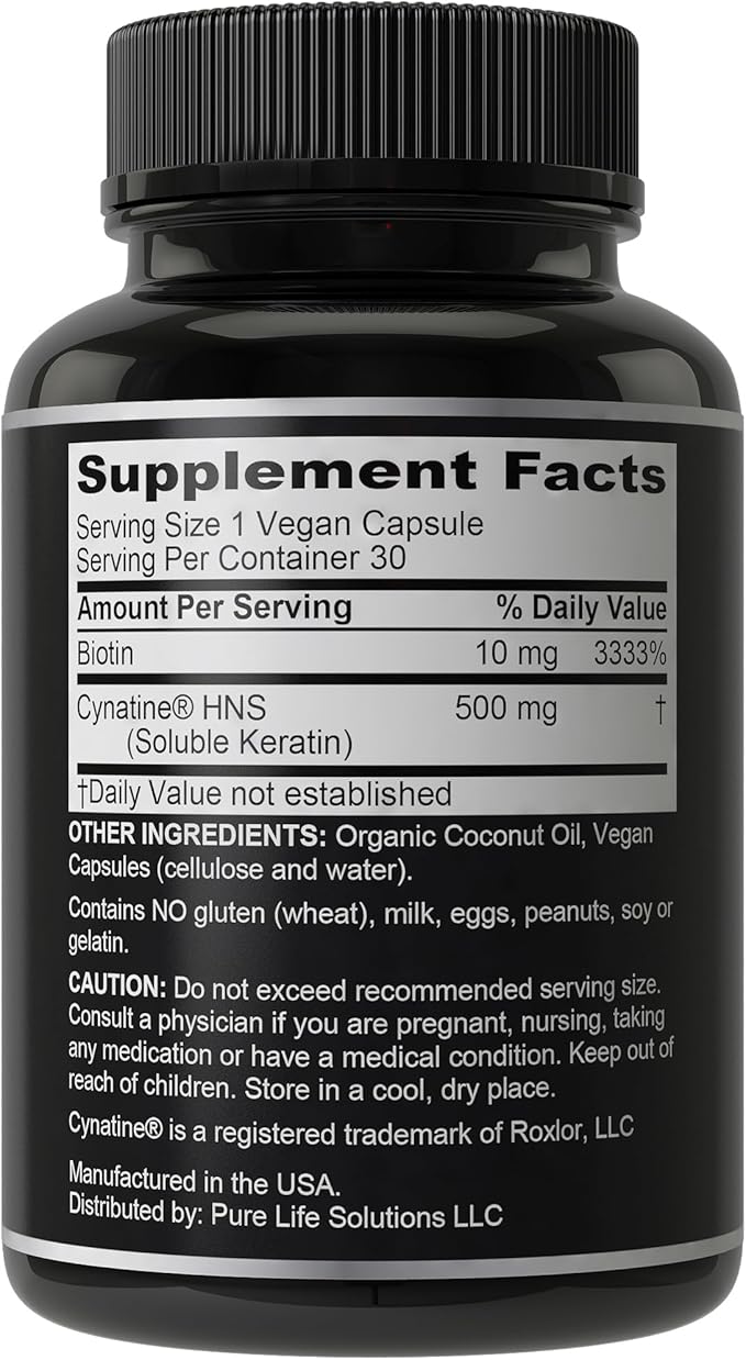 Clinically Proven Keratin + Biotin Hair Growth Supplement. with Cynatine HNS Keratin Clinically Studied for Thicker, Healthier Hair. for Women and Men. Enhanced with Biotin 10000mcg for Max Results