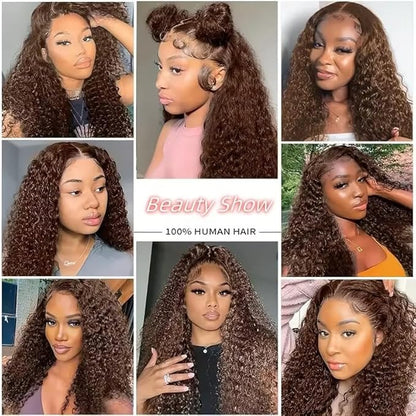 28 30 32 Inch Brown Human Hair Bundles Color 4 Kinky Curly Bundles Unprocessed Peruvian Virgin Remy Hair Extensions Double Weft Brown Curly Bundles