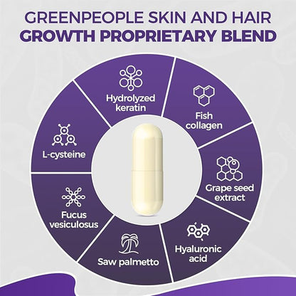 GPGP GreenPeople Biotin | Collagen | Keratin - Hair Growth biotin 20000MCG-Hair, Skin & Nails with Multivitamins & Minerals for Men & Women - 60 Capsules