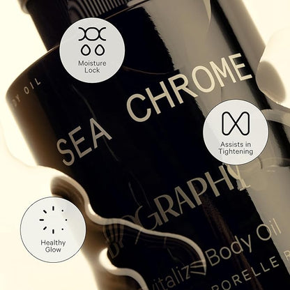Biography Sea Chrome Revitalize Body Oil, 140ml- Luxury After Shower Moisturizer & Hydrator for Women. For Skin Tightening & Healthy Glow w/Guarana Seed Caffeine, Argan & Jojoba Seed Oil