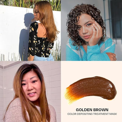 Overtone Daily Color Depositing Conditioner For All Hair Types: 8 oz Temporary Coloring Conditioner with Shea Butter & Coconut Oil - Refresh Color & Prevent Fading - Vegan & Cruelty-Free, Golden Brown