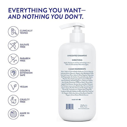 Routine Wellness Anti-Thinning Shampoo for Thinning Hair - Biotin DHT Blocker Women & Men - Color Safe Shampoo for Hair Loss & Healthy Hair - Unscented - 14oz