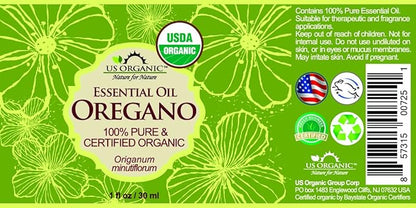 US Organic 100% Pure Oregano Essential Oil - USDA Certified Organic, Steam Distilled (30 ml)
