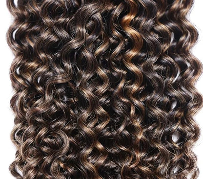 1B/30 Human Hair Bundles Highlight Curly Wave Bundle 26 28 30 Inch Brown Kinky Curly Bundles Human Hair Silky Soft Unprocessed Brazilian Remy Hair Extensions 3Pcs/Set Deals