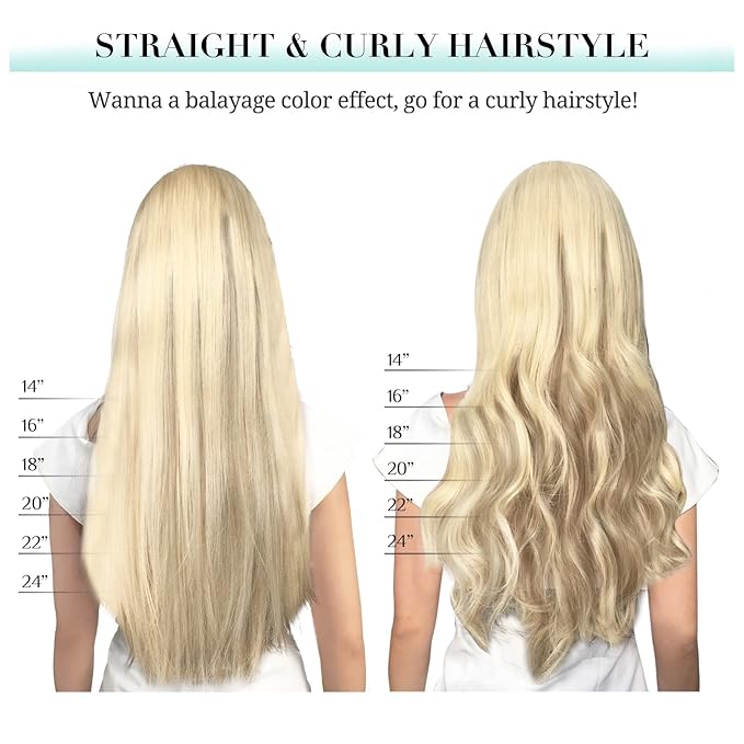 DOORES Hair Extensions Clip in Human Hair, Dark Blonde Highlighted Bleach Blonde 150g 9pcs 14 Inch, Remy Clip in Human Hair Extensions Real Natural Hair Extensions