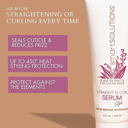 smartSOLUTIONS Straight N' Curl Serum 4 oz, | Smooths & Straightens | Curves & Curls | Paraben-Free | Plant-based