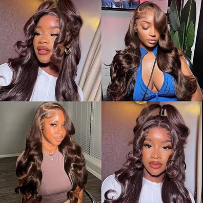 Brown Human Hair Bundles Chocolate Brown Body Wave Bundles Hair Extensions 12 14 16 Inch Grade 8A Brazilian Virgin Remy Hair 3 Bundles Double Weft Real Color 4 Hair Weave