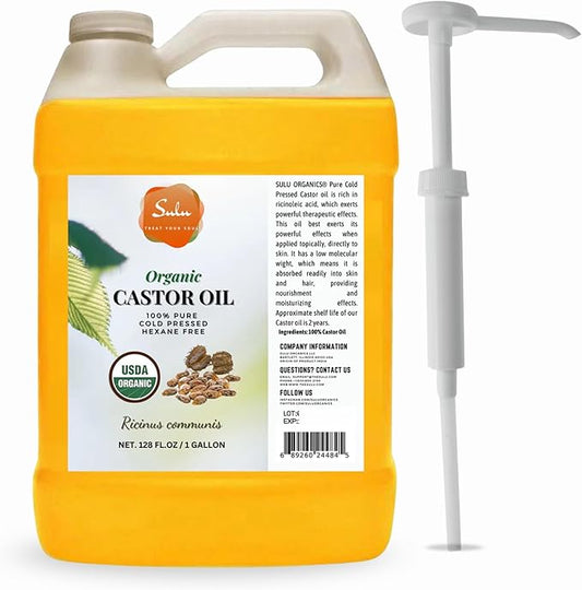 1 Gallon/128 fl.oz Organic Hexane Free Cold Pressed Castor Oil