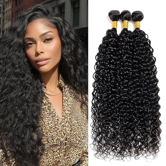Bundles Human Hair Curly Bundles Color 1B Natural Black Curly Human Hair Bundles 24 26 28 Inch Weave Soft and Silky for Women